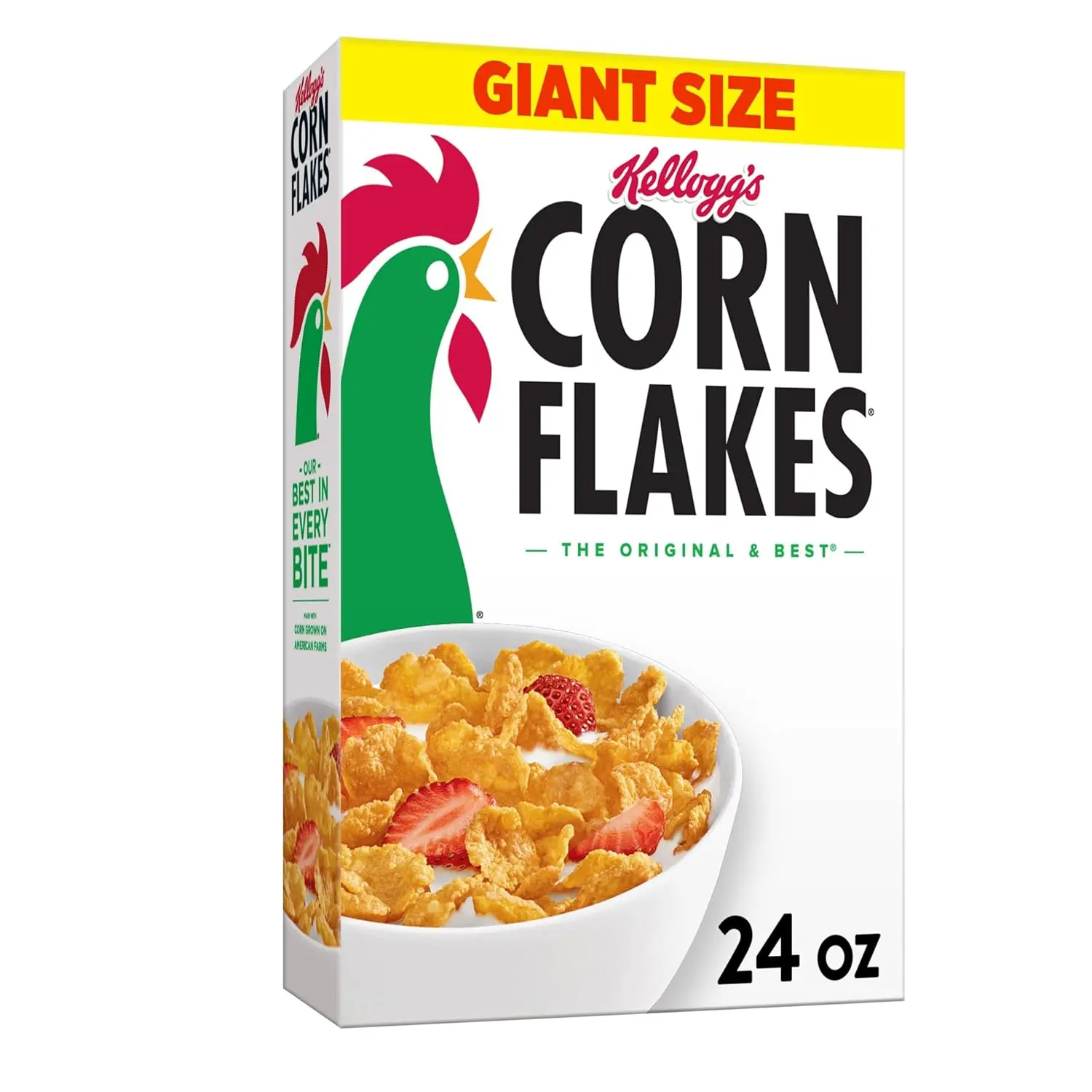 Kellogg's Corn Flakes Breakfast Cereal, Kids Cereal, Family Breakfast, Giant Size, Original, 24oz Box (1 Box)