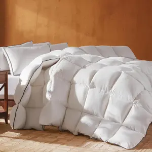 Goose  Down Fiber  Comforter  Size, Ultra-Soft Duvet Insert, Hotel Collection White Quilted Comforter,   Bedding Comforter with 8 Corner Loops, 106x90 Inch