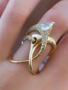 1 PC Fashion Cubic Zirconia Ring For Women Beautiful Rings For Valentine's Day Gift Wedding Anniversary Party Jewelry Marquise Ring Teardrop Bridal Rings Elegant Everyday Ring