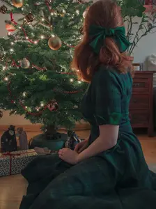 Retro Stage 1950S Green Plaid Short Sleeve Shirt Dress with Cinched Waist & Flared Skirt for Casual Outings & Dates - Classic Look & Comfortable Fit Womenswear Collared Shortsleeve Summer Basic Minimalist Vintage Girly Clothes Suits Gamis Fitted