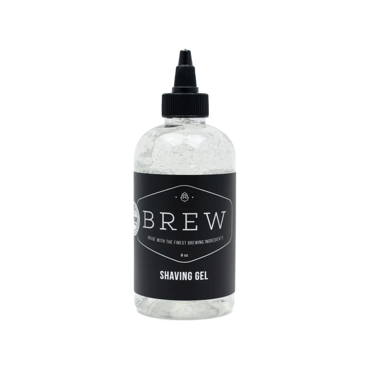 BREW Grooming Beard Shave Gel - Clear Formula for Perfect Edging & Smooth Shaving - Made with Hops Barley Yeast Oil - 8 fl oz - Reduces Razor Irritation Cuts & Nicks - Moisturizes Cleans Softens - Aftershave