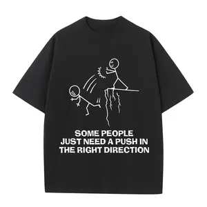 Some People Just Need A Push Funny Sarcastic Quotes Gift T-Shirts Funny Men's T-Shirts, Halloween, Thanksgiving, Christmas Gift, Suitable For Men, Women, Family And Friends, Black Casual Short-Sleeved Crew Neck T-Shirt