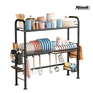 【Holiday Deals】MiAoLi Over Sink Rack Kitchen Over The Sink Dish Drying Rack Organizer Large Space Saving Dish Drainer Countertop Dishes Rack On Counter Caddy Utensil Metal Organizer 1&2 Tiers 1Tier
