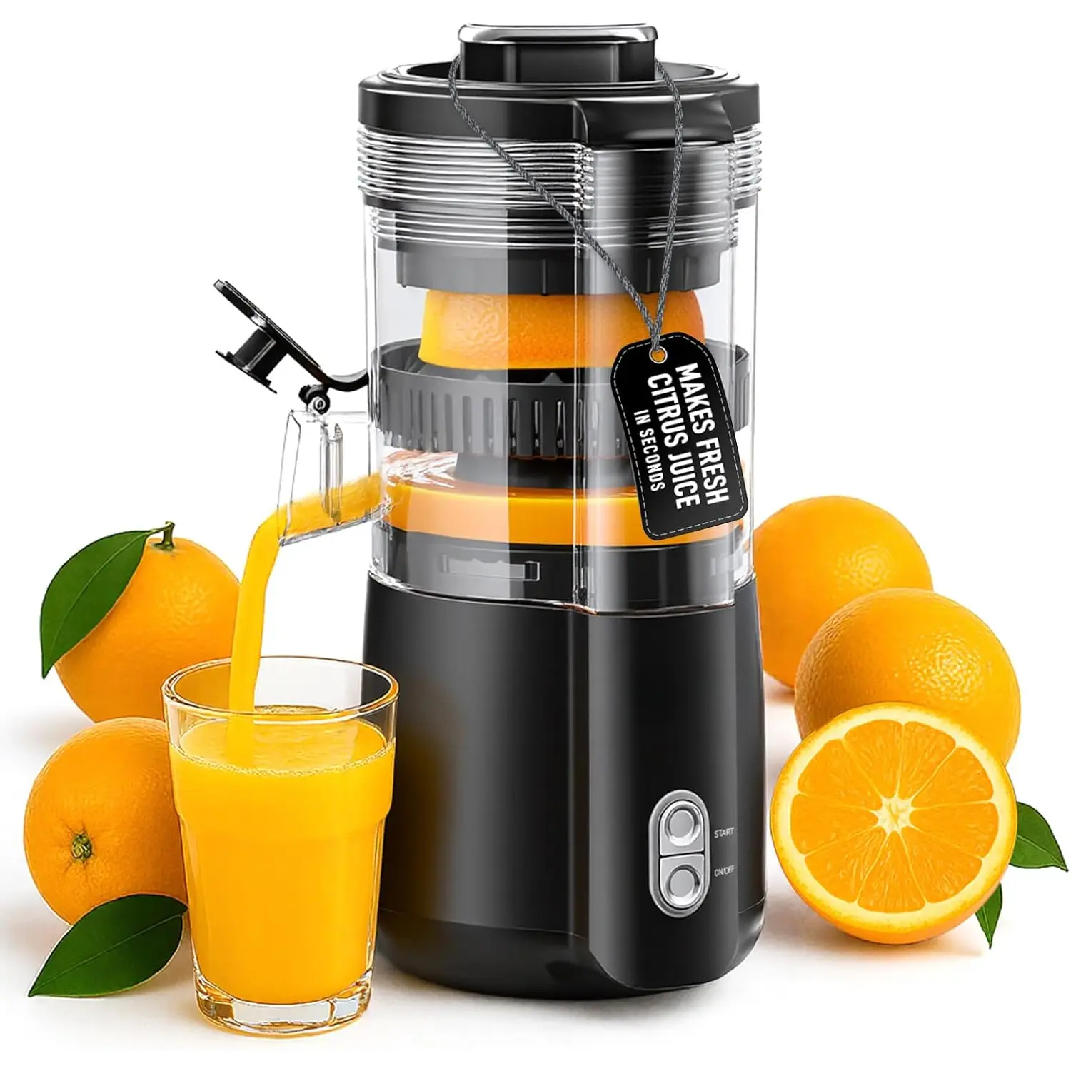 Electric Orange Juicer, Hand-Free Citrus Juicer Machine with Cleaning Brush, Automatic Juice Squeezer for Lemon, Lime, Grapefruit, Pomegranate