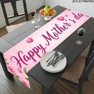 2D Table Runner, Mother's Day Greeting Card Design, Rectangular Table Decor, Perfect for Dining Tables, Coffee Tables, Home Parties, Kitchen, Festive Decorations