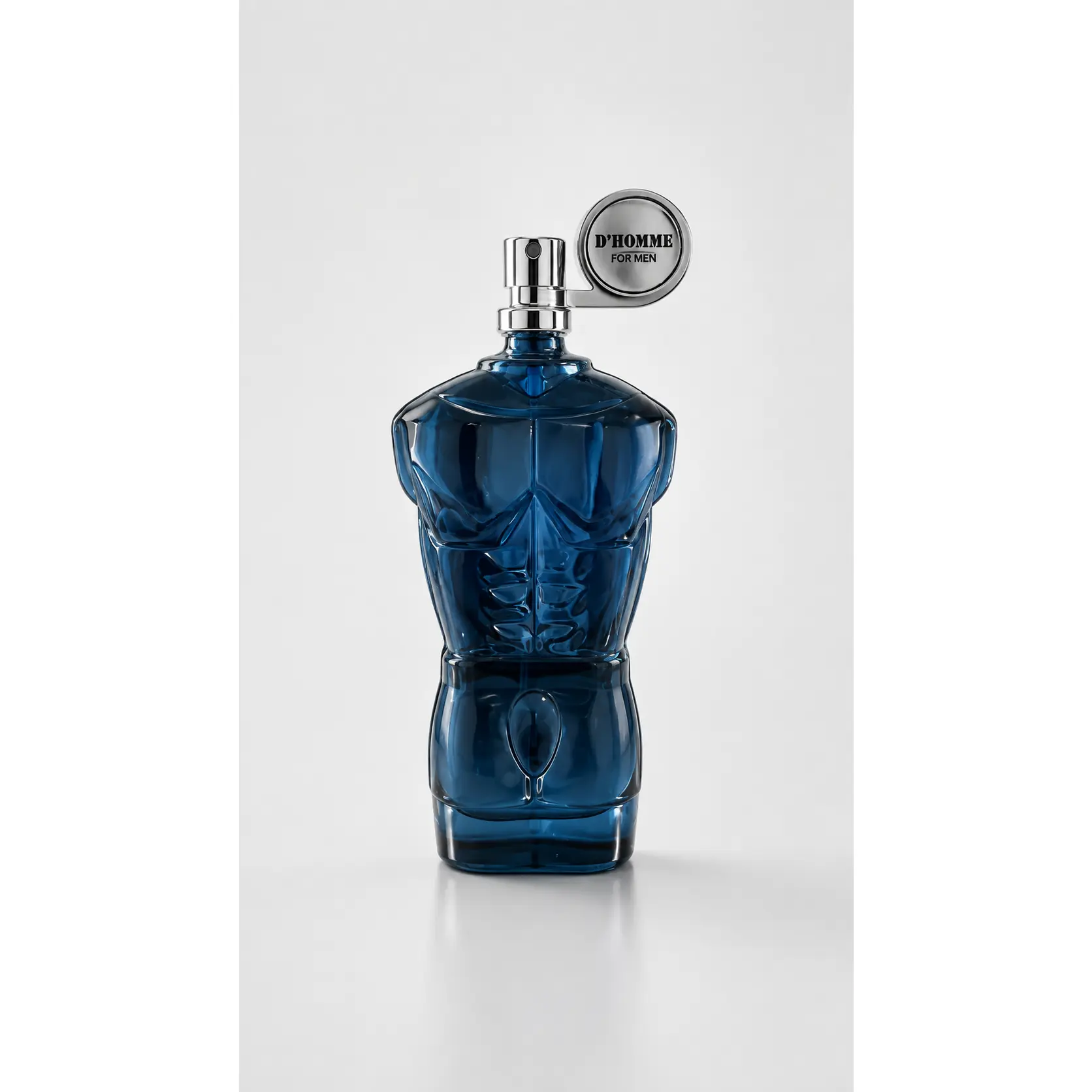 D'Homme for Men - Blue Body-Shaped Perfume Bottle with Silver Cap - Unique Design for Men's Fragrance
