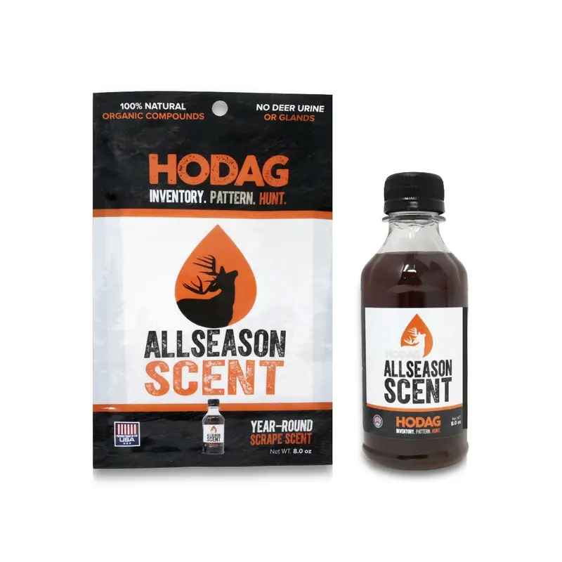 HODAG AllSeason 8 oz Deer Scent - Mock Scrapes Curiosity Trigger with Dripper Cap, Natural Blend Self-Sustaining Accessory, No Urine/Glandular Scent, Hunt Gear Add-On, Deer Hunter Essential, Trail Camera Companion