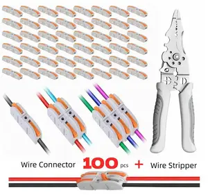 Quick Wire Connection Assortment Kit with Wire Stripper& 50pcs Lever Connectors for 28-12 AWG Wires SafeReliable for Home Office Factory flat plug power strip smart outlet