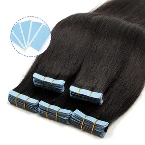 Light Yaki Straight Invisible Tape In Human Hair Extensions 20pcs/set 16inch-22inch Double Side Tape in Hair Easy Remove and Replacement for Women