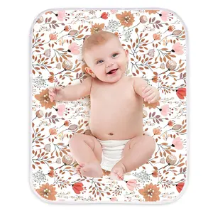 Diaper Changing Pads for Baby, Flower Change Mat, 3Layers Waterproof Change Pad Foldable Absorbent Mats for Women, Reusable Incontinence Underpads for Patient 24''x30''