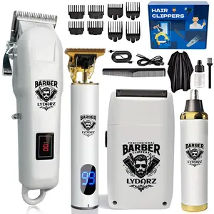 LYDARZ Professional Hair Clippers,-3 in 1 Cordless Hair Trimmer Set, 8Guide Combs, Rechargeable Grooming Kit with LED Display, Low Noise for Barbers & Home Use
