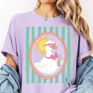 Summer Goose Shirt, Summer Graphic Tee, Everyday Trendy Shirt, Summer Tee, Oversized Graphic Tee, Womens Shirt, DTG Printed In the USA