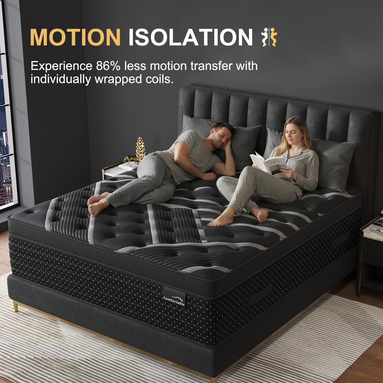 12/14 Inch Twin Full King Queen Mattress , Hybrid Mattress in a Box, Memory Foam and Individual Pocket Springs, Edge Support, Motion Isolation & Pressure Relief, Medium Firm