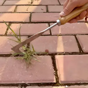 2026 Crack Weeder Tool , lawn mower tools Stainless Steel Manual Grass Puller with Beech Wood Handle for Sidewalk Driveways Patio Paver Narrow and Wall Gaps Garden