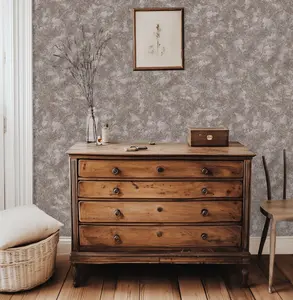 Embossed Light Coffee Textured Wallpaper - Victorian Wall Covering Plaster Look, Double Roll 33 ft x 21 in, Made in Ukraine, Premium Quality, Traditional Brown Unpasted Wallpaper (Not Peel and Stick)