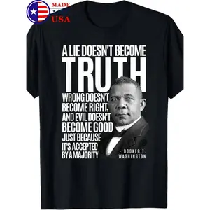 Vintage Booker T. Washington Quote Cotton T-Shirt, 100% Made in USA