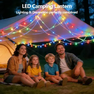 33FT/66FT Colorful Sound-Controlled RGB Smart Camping Fairy Lights 8 Lighting Modes Suitable for Indoor/Outdoor LED Bulbs & Fixtures Waterproof Emergency Light Portable Camping Lamp Ideal for Camping/Garden/Hiking/Party Settings