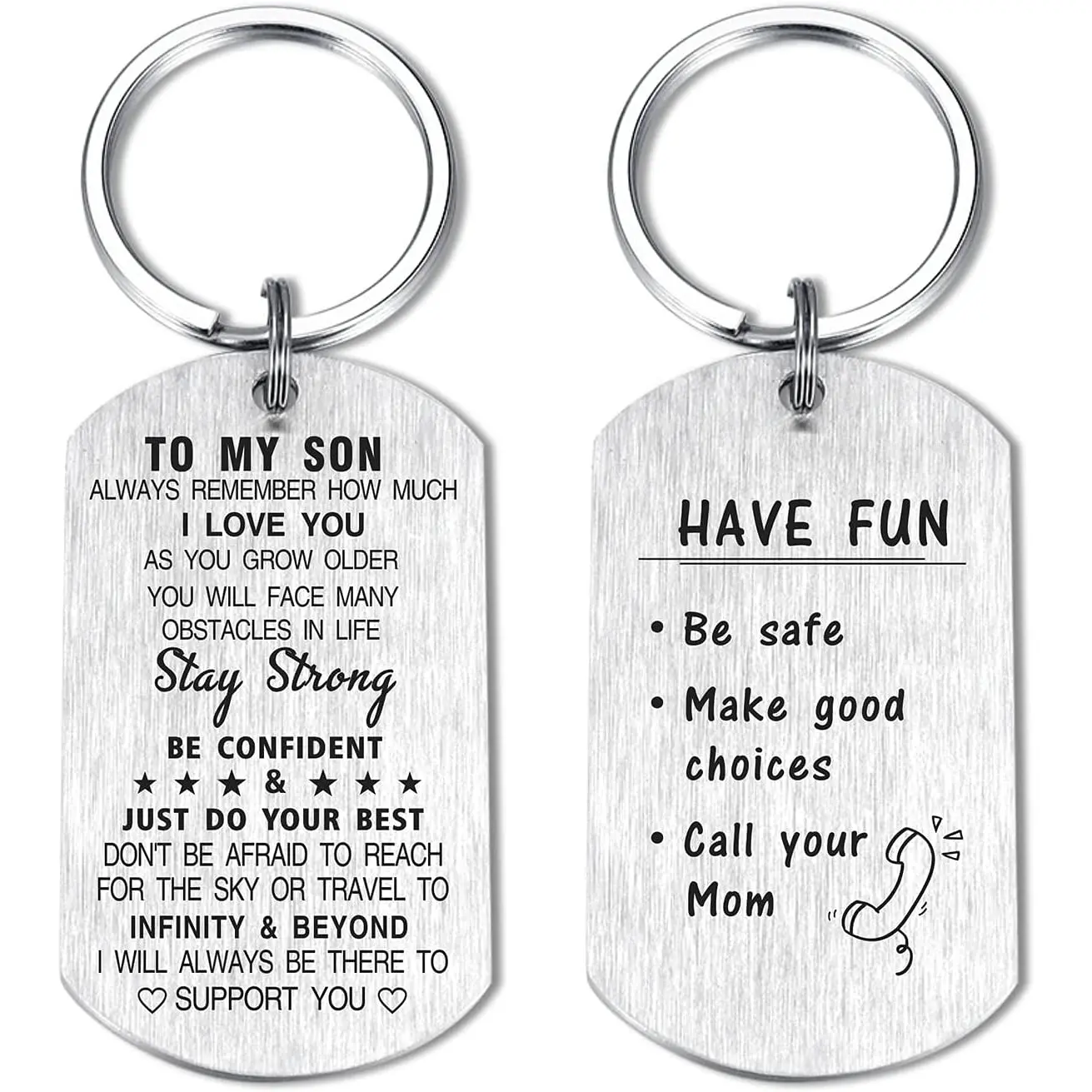 Son Gifts, Boys Keychain, Grad Birthday Gifts for Son, Have Fun Be Safe Make Good Choice Call Your Mom Dad Key Chain