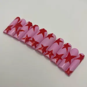 Y2K Red stars press on nails