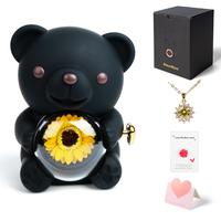 sunflower black bear+necklace+gift bag+card