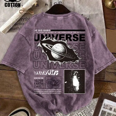Men's Short Sleeve T-Shirt, Cosmic Culture & American Vintage Style, Fitted H-Type, Graphic Pattern, Casual Wear, All Seasons, Menswear, Graphic Tees