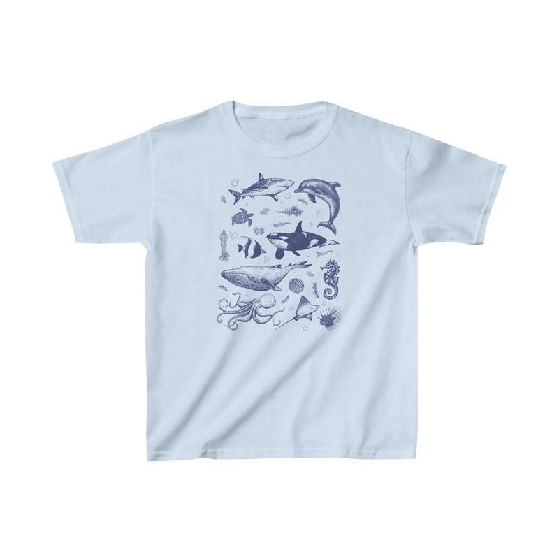 Vintage 90s Ocean Baby Tee, Sea Animals Retro Graphic Baby Tee, Y2K Baby Tee, Retro Ocean Nature Shirt, Sealife, Ocean Sea Life Baby Tee