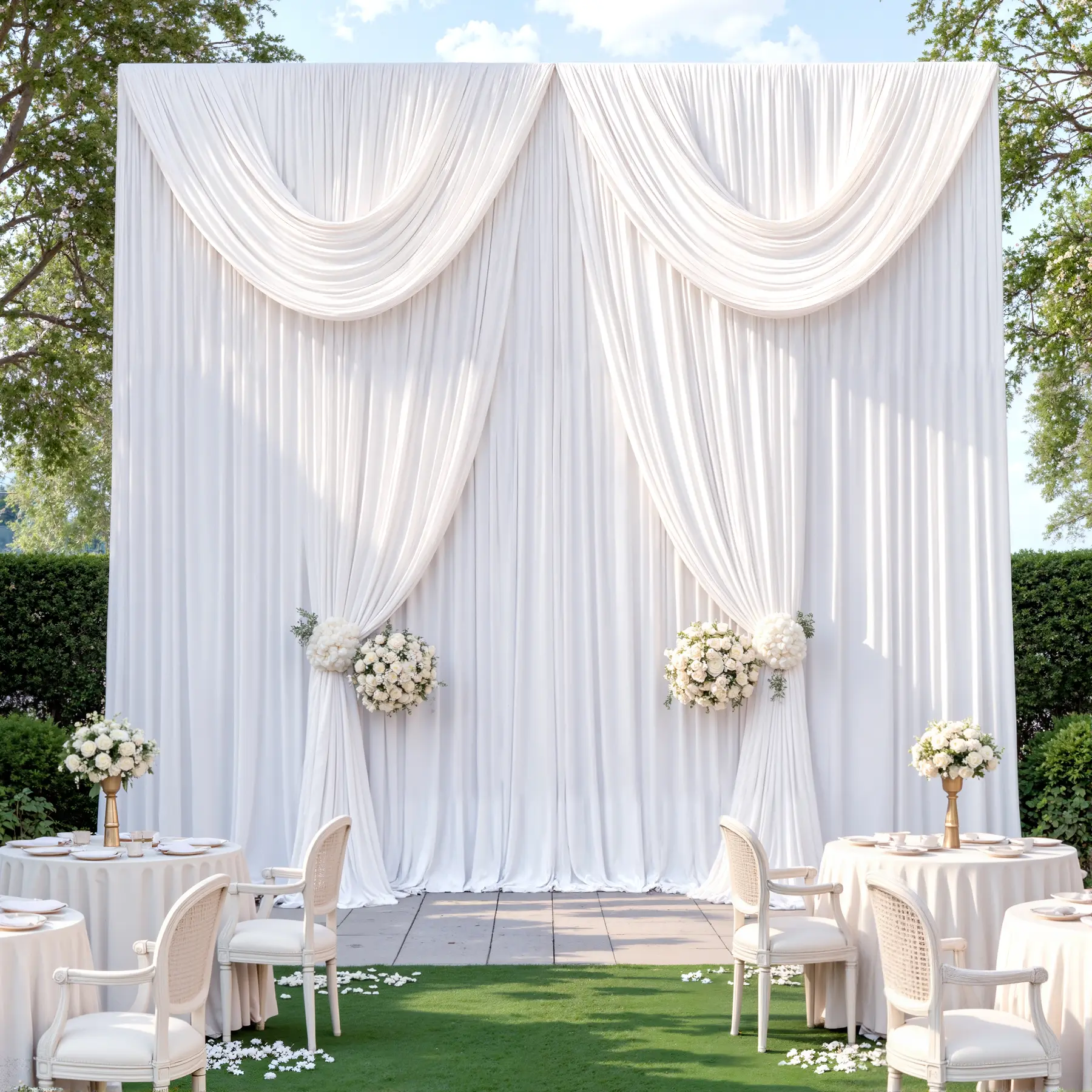 Wrinkle-Free Polyester Christmas Photo Backdrop Curtains, 5x7ft/5x10ft/5x12ft Plain Drapes for Home Decor, Wedding Photography, Business Use - Home/Festive & Party Supplies (Minor color variance due to light, screens, dye lots)