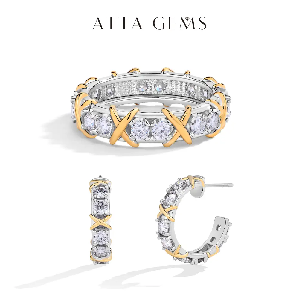 Brilliant Cut 2.5mm Synthetic Moissanite Ring Earring Set for Women Men Birthday Gift Daily wear Fine Jewelry R162 E046