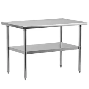 【GARVEE】Heavy Duty Stainless Steel Table for Prep and Work, NSF Commercial Table with Adjustable Bottom Shelf for kitchen, Restaurant, Home, Garage, Hotel, 36 x 24 Inches