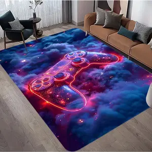 Neon Galaxy Game Controller Flannel Area Rug - Oversized Soft Plush Mat for Gaming Room & Bedroom, Non-Slip Thick Vibrant Video Game Pattern Home Decor for Gamer Enthusiasts #NeonGalaxyRug #GamingControllerCarpet #GamerRoomDecor #FlannelMat #NonSlipRug