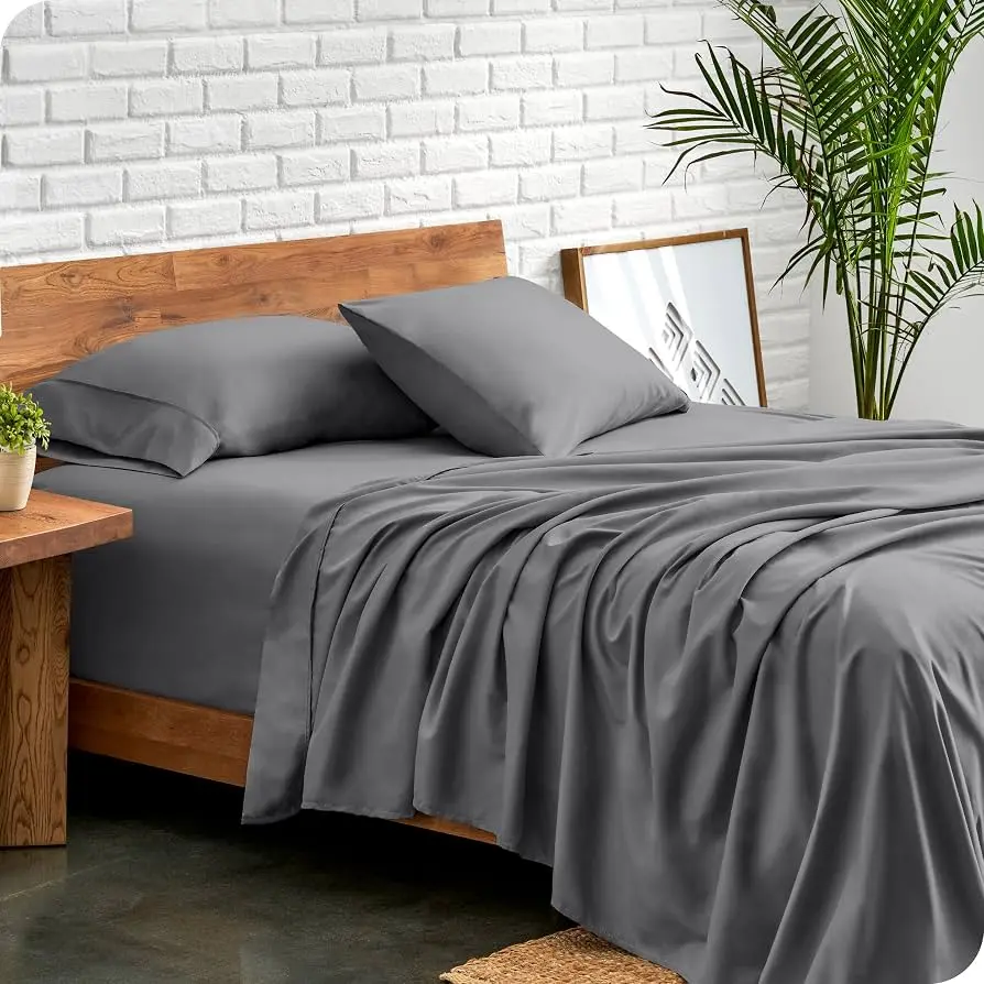 Shilucheng Bamboo Sheet Set - 4/6 Pc Bedding Set with 16'' Deep Pocket Lightweight, Twill, Smooth Fitted Sheets, Cooling Breathable, Hotel Luxury Super Silky Soft, Wrinkle & Fade Resistant,summerwins,back to school,back to school shopping,home decor