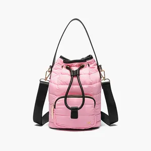 Lucky Quilted Puffer Bucket Crossbody Bag