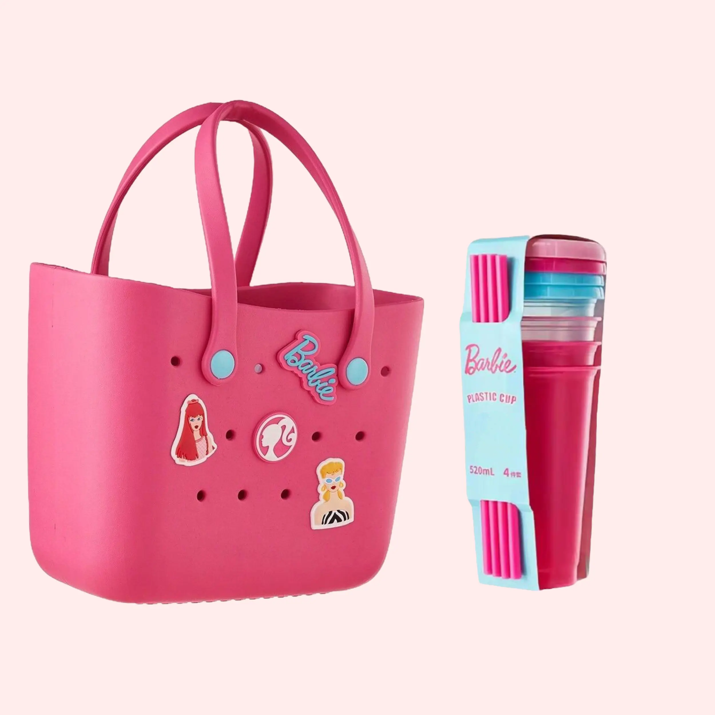 deep pink bag+barbie cup
