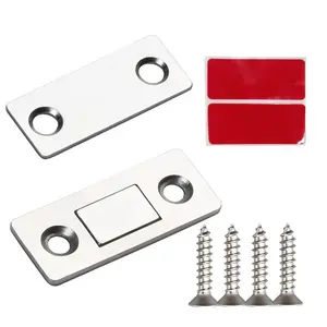 Ultra-Thin Magnetic Door Catch Closer , Strong Adhesive Cabinet Door Magnets,Stainless Steel Drawer Magnet Catch for Sliding Door Closure Kitchen Cabinet Closer Cupboard Closet Door Magnetic Latches Hardware Magnetic Door