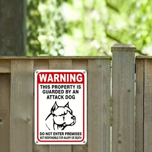 [Aluminum plate signboard]Beware of Dog Attack" Metal Sign - Durable Tinplate, Easy-Hang Security Warning for Home & Outdoor Use, 8"x12, Pet Dog, Iron, Duty Dog