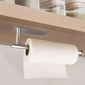 1 Piece Modern Minimalist Paper Towel Holder Stainless Steel Wall-Mounted Rack, Bathroom Organizer, Self-Adhesive/Drill Option, Moisture-Proof, Wear-Resistant, Smooth Dispensing for Kitchen, Bathroom, Dorm