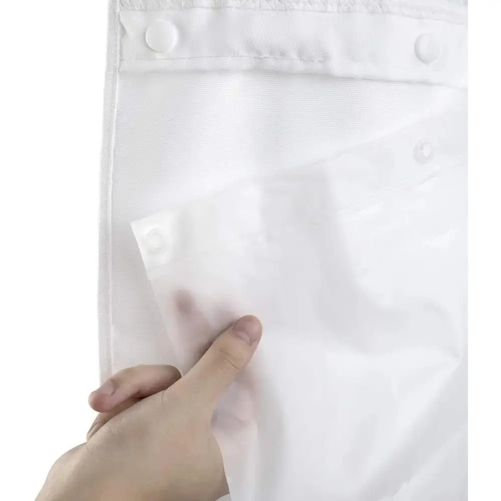 Frost Waterproof PEVA Hookless Inner Shower Curtain Liner - Lightweight, Non-Toxic, Easy-Caring Hotel-Style No Hooks Liner, Removable Snap-In Stall Replacement, 70 in x 54 in