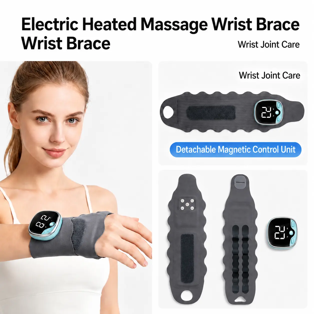 Hand Massager with Heat Therapy for Carpal Tunnel Arthritis, Rechargeable Cordless Wrist Wrap Massager, Gift for Parents Women Men Office Workers