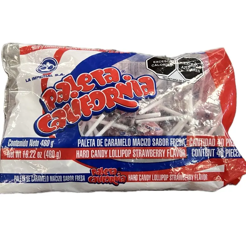 California Nia Hard Candy Lollipop Strawberry Flavor 40 Pieces - 16.22 oz (480 g)
