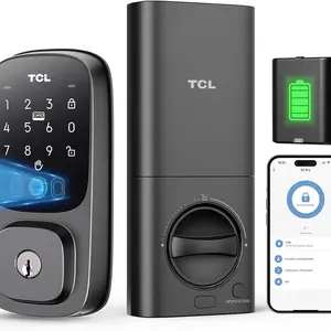 TCL D1 Pro Palm Vein Smart Lock, Keyless Entry Door Lock, Upgraded Rechargeable Battery, Front Door Smart deadboalt, App Remote Control, Auto-Lock, Waterproof, Works with Alexa