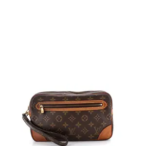 Pre-owned Louis Vuitton Canvas Coated Clutches & Wristlets Marly Dragonne Clutch Monogram Canvas GM by Rebag