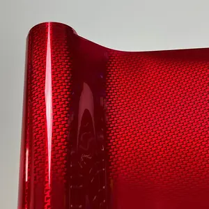 Glossy PET Ghost Red Aircraft Pattern Triangle Textured Forged Carbon Fiber Chrome Metallic Car Vinyl Wrap Film, Motor Auto Decal Sticker, Car Decals, Diy Decal Film