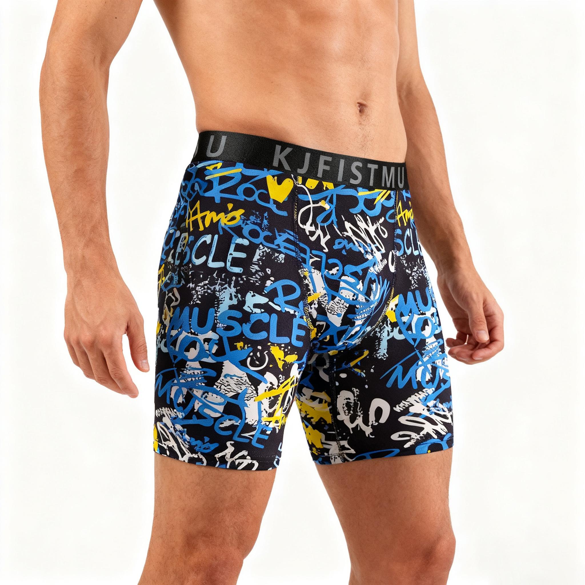 KJFISTMU 10-piece men's printed boxer briefs, casual, comfortable, and breathable, antibacterial and odor-resistant, long-lasting shape retention. Soft daily wear underwear, suitable for year-round wear, elastic boxer briefs for men. Menswear Socks