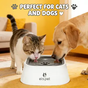 Pet Floating Water Bowl, No Spill, No Mess, Slow Drinking, Prevent Choking Vomiting, Splash Guard, Keeps Fur Dry, Easy Clean, Fully Removable, Reduce Bacteria Growth, Dustproof, Clean Water, Non-Slip, For Dogs Cats, All Pets, Indoor Use, Leak Proof