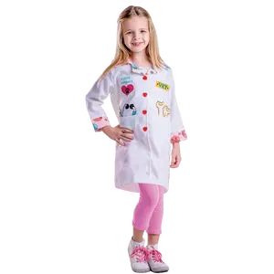 Veterinarian Costume for Girls - Adorable Animal Doctor Play Set Includes Vet Coat with Heart Buttons & Tool Pockets For Halloween, Pretend Play & Cosplay