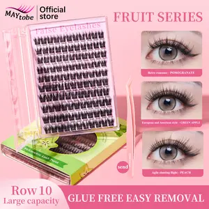 MAYtobe Self-Adhesive Lash Clusters Kit - No Glue Needed, Easy Apply 3D Wispy C-Curl Lashes | 60-120 Pcs Reusable Eyelash Extensions (14-16mm) with Tweezers Cosmetic