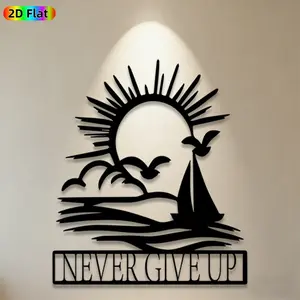 1pc Sun & Sailboat Metal Wall Art,Sunrise Sailboat Statue Mural, Ideal Gift for New Year, Easter, Weather-Resistant Metal Wall Decor Wall Sculptures, Perfect for Patio Wall & Garden Fence,Nautical Decor Enthusiasts