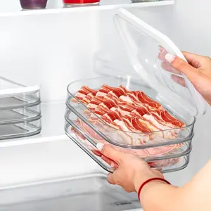 Stackable Food Storage Containers, Reusable Leak-Proof Refrigerator Organizer, Space-Saving Meat Preservation Box for Bacon, Ham, Cheese