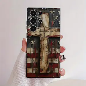 National Flag Cross Vintage Style Phone Case for SamSung for Galaxy S22/S22+/S22 Ultra/S23/S23+/S23 FE/S23 Ultra/S24/S24 Plus/S24 Ultra /A32/A35/A15/A53/A54/A51/A55/A33/A14/A05s, Protective Cover