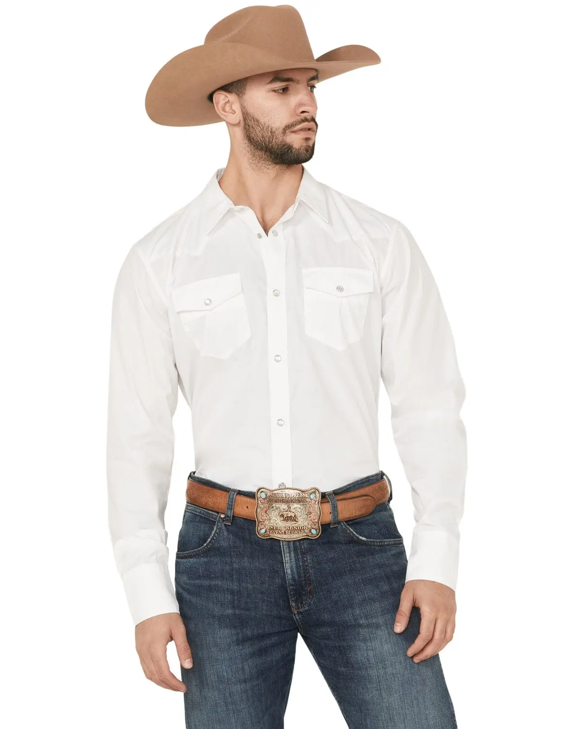 Gibson Trading Co Men's Men'S Solid Long Sleeve Pearl Snap Western Shirt - Gmba17w107-Wht